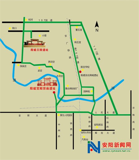 殷墟管理处景区线路图 - 安阳新闻网