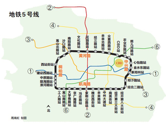 郑州地铁3号线通行距离延长 5号线站点优化调整