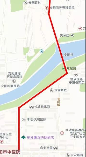 殷三路-钢花路-文峰大道-彰德路-解放大道-红旗路-洹滨南路-安阳桥